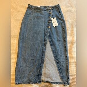 Zara Blue Denim Skirt with Button Detail